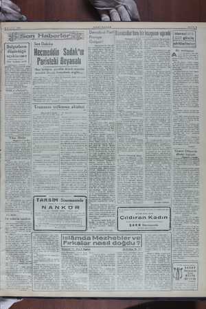    19 MAR'T 1946 y N Bulgarların düşürdüğü uçaklarımız Dün hududu geçti Lüleburgaz, (Hususi) — 9 Şubatta Bulgaristan'da düşü-