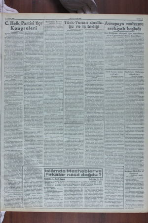    5 NİSAN 1948 C.Halk Partisi İlçe Kongreleri (Baştarâfı 1 incide) mı Feridun Dirimtişkin tarafından yallık rapor okunmuştur.