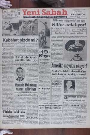     Tel Büre erşemba 20 MAYIS 1948 inci Yıl | No. 3323 fon t 2001 ABONE Türkiye Senelik 2800 Kr. Gaylık 1500 9 aylık #00 *...