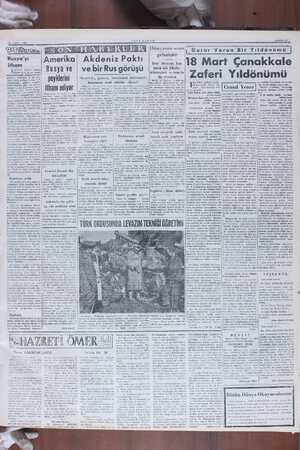    18 MART 1949 O Rurika Rusya'yı itham ngiltere Devlet Bakanı ı Mister Neil, Avam Kama- rasında beyanatta bulunarak Bul-...