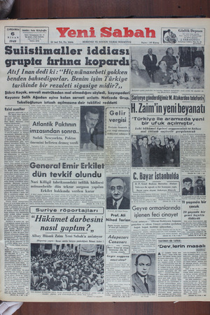   6 NİSAN 1949 ÇARŞAMBA | gahibit Safa Kılıçlıoğlu Yel adroslı «YENİ BABAH2 Nuruosmaniye Nor 17 BTANBUL Telefoni ROTOS 11...