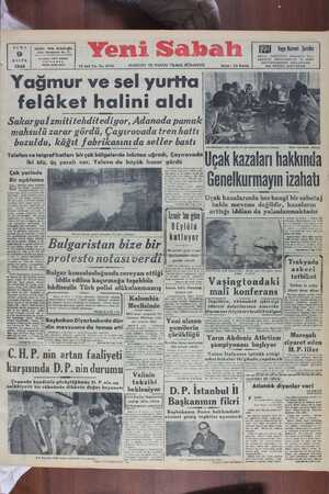 Yeni Sabah Gazetesi 9 Eylül 1949 kapağı