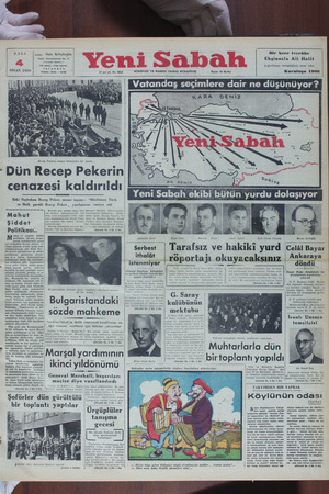 Yeni Sabah Gazetesi 4 Nisan 1950 kapağı