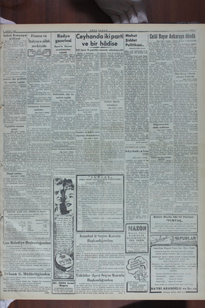    > 9 | | r G NİSAN, 1950 İ — İnönü Konyaya| Fransa ve gidiyor Mersin, 8 (Hususi) — Cum- hurbaşkanı İsmet İnönü be gün,...