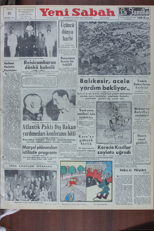 Yeni Sabah Gazetesi 6 Ağustos 1950 kapağı