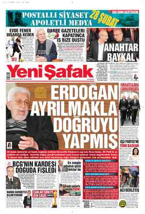 Yeni Şafak Gazetesi 26 Şubat 2012 kapağı