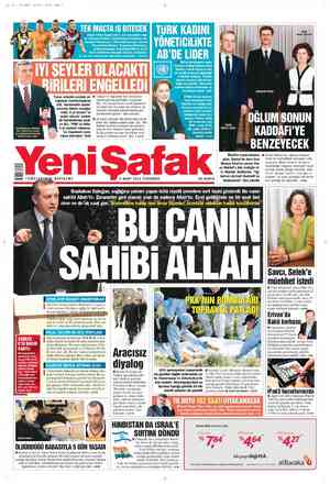 Yeni Şafak Gazetesi 8 Mart 2012 kapağı