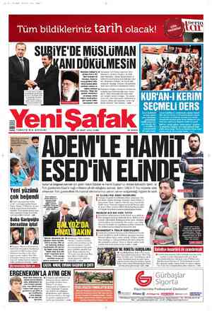 Yeni Şafak Gazetesi 30 Mart 2012 kapağı