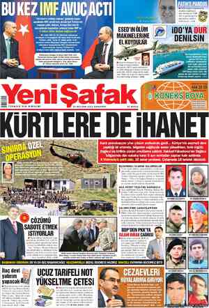 Yeni Şafak Gazetesi 20 Haziran 2012 kapağı