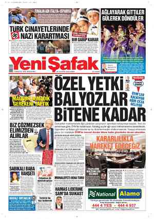 Yeni Şafak Gazetesi 29 Haziran 2012 kapağı