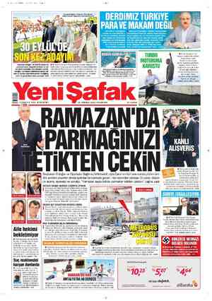 Yeni Şafak Gazetesi 16 Temmuz 2012 kapağı