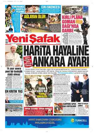 Yeni Şafak Gazetesi 1 Ağustos 2012 kapağı