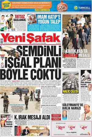 Yeni Şafak Gazetesi 2 Ağustos 2012 kapağı