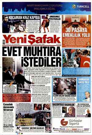 Yeni Şafak Gazetesi 3 Ağustos 2012 kapağı