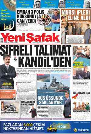 Yeni Şafak Gazetesi 14 Ağustos 2012 kapağı