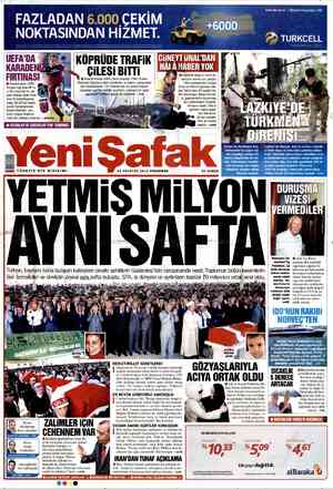 Yeni Şafak Gazetesi 23 Ağustos 2012 kapağı