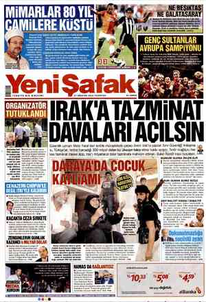 Yeni Şafak Gazetesi 27 Ağustos 2012 kapağı