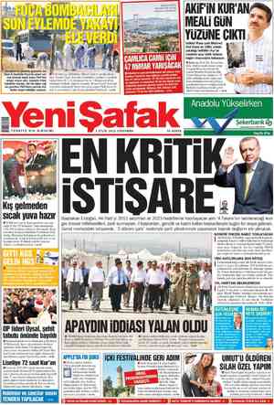 Yeni Şafak Gazetesi 5 Eylül 2012 kapağı