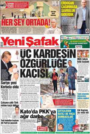 Yeni Şafak Gazetesi 8 Eylül 2012 kapağı