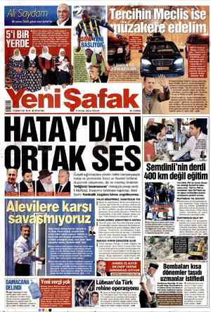 Yeni Şafak Gazetesi 9 Eylül 2012 kapağı