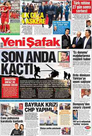 Yeni Şafak Gazetesi 12 Eylül 2012 kapağı