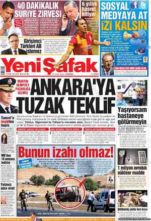 Yeni Şafak Gazetesi 19 Eylül 2012 kapağı