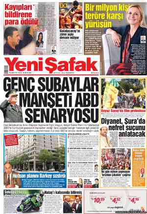 Yeni Şafak Gazetesi 24 Eylül 2012 kapağı