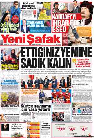 Yeni Şafak Gazetesi 2 Ekim 2012 kapağı