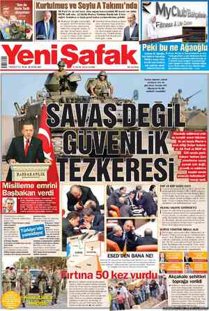 Yeni Şafak Gazetesi 5 Ekim 2012 kapağı