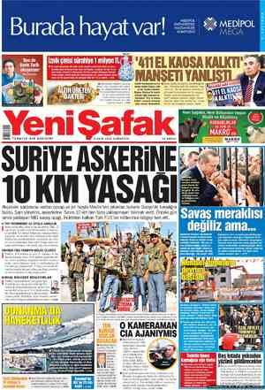 Yeni Şafak Gazetesi 6 Ekim 2012 kapağı