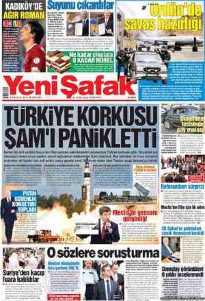 Yeni Şafak Gazetesi 13 Ekim 2012 kapağı