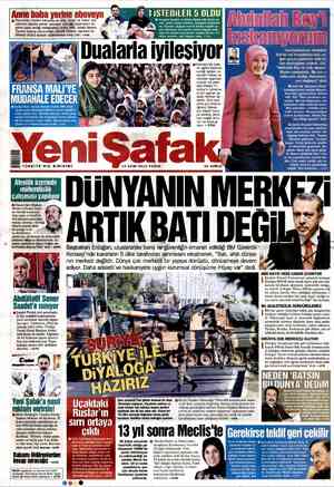 Yeni Şafak Gazetesi 14 Ekim 2012 kapağı