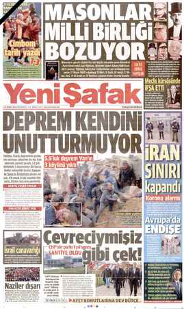  SNRA v2 ld NI Kemal Özer » 24 ŞUBAT 2020 PAZARTESİ » 1TL (KKTC: 2 TL) b www.yenisafak.com DEPREM KENDINİ UNUTTURM Türkiye,