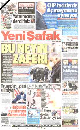 Yeni Şafak Gazetesi 22 Ocak 2021 kapağı