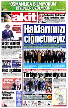  14 SAFER 1437 DAVUTOĞLU 64.HÜKÜMET Seçim vaadleri hayata yeçecek BAŞBAKAN Ahmet Davutoğlu, 64. Hükümet Programı'nı TBMM Genel