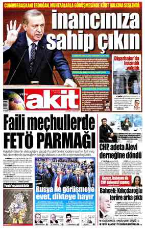  27 SAFER 1437 ÇARŞAMBA 9 ARALIK 2015 Faili meçhullerde FETÖ PARMAĞI :£ Fetullah Gülen'in elebaşılıgını yaptığı Paralel Devlet