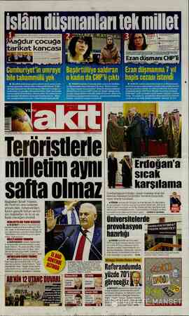 Yeni Akit sayfa 1