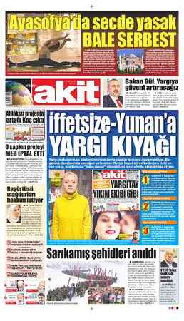  1 CEMAZİYELEVVEL 1440 H ADALET Bakanı Gül, “5 yıllık planda yargıya güvenin Nasıl artırılacağı, bağımsız- lık ve tarafsızlığı