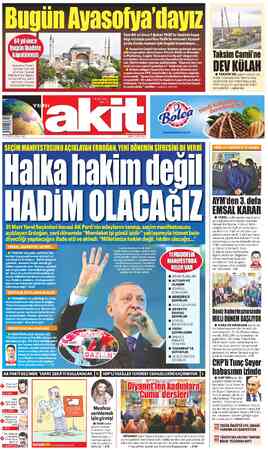  | | Tam 84 yıl önce 1 Şubat 1935'te ibadete kapa- tılıp müzeye çevrilen Fa emaneti Ayasof- ya'da Cuma namazı için bugün...