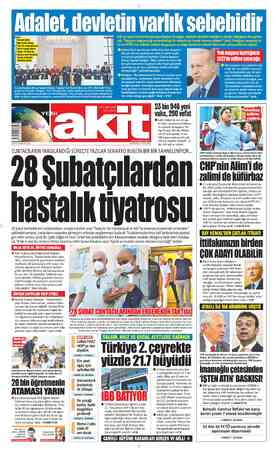  25 MUHARREM 1443 wwvw.yeniakit.com.tr PERŞEMBE 2 EYLÜL 2021 23 bin 946 yeni vaka, 290 vefat © Sağlık Bakanlığı son 24 saa- te