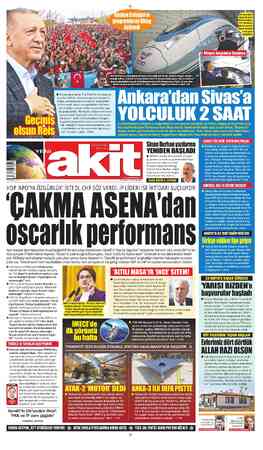  paylaşım yapan Başkan | Erdoğan, — YHT'nin Mayıs ayısonuna kadar ücretsiz Sivas kesimindeki mesafe 603 kilometreden 405...