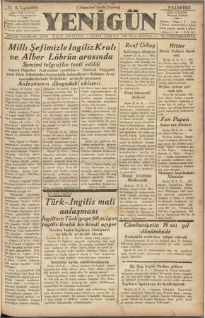 Yenigün (Antakya) Gazetesi 23 Ekim 1939 kapağı