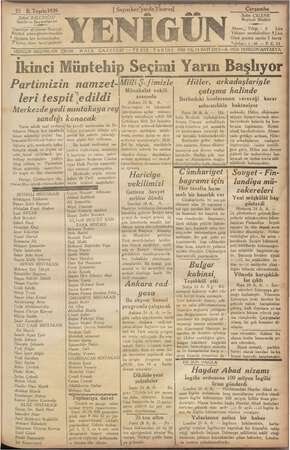 Yenigün (Antakya) Gazetesi 25 Ekim 1939 kapağı