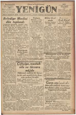 Yenigün (Antakya) Gazetesi 7 Kasım 1939 kapağı