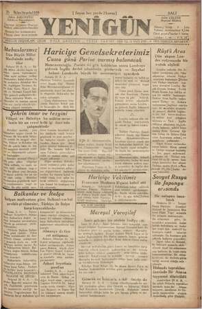 Yenigün (Antakya) Gazetesi 21 Kasım 1939 kapağı