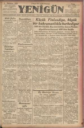 Yenigün (Antakya) Gazetesi 8 Aralık 1939 kapağı