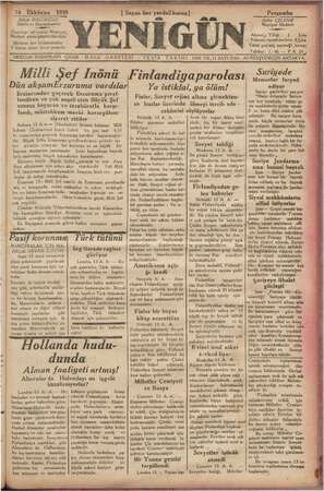 Yenigün (Antakya) Gazetesi 14 Aralık 1939 kapağı