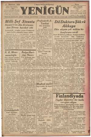 S2 & 2 “ Ea m “ gelen derin bir hasret ifade- 17 İlkkânun 1939 Şükrü BALCIOĞLU Sahibi ve Başmuharriri “ Gazeteye ait yazılar