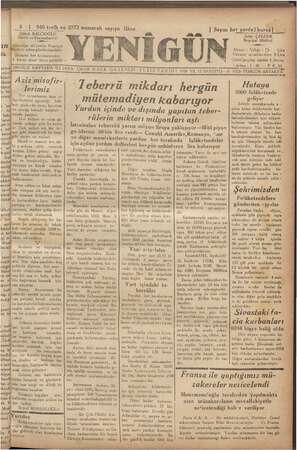 Yenigün (Antakya) Gazetesi 6 Ocak 1940 kapağı