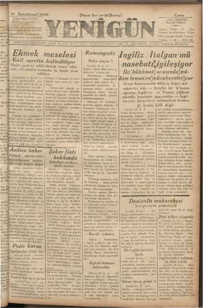 Yenigün (Antakya) Gazetesi 26 Ocak 1940 kapağı